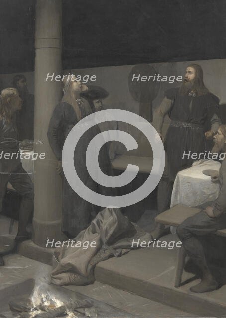 Hallgerd’s Slap; Illustration for Njal’s Saga, ch. 48, from c.1895 until 1900. Creator: Johan August Malmström.