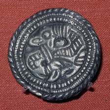Viking pewter disc-brooch, 10th century. Artist: Unknown
