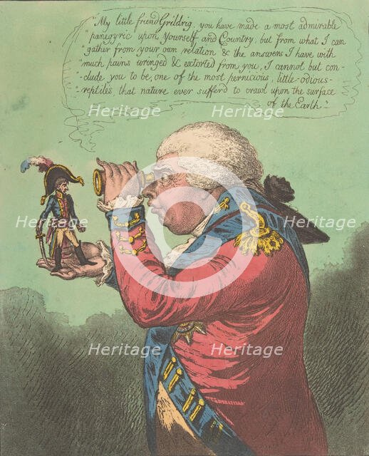 The King of Brobdingnag and Gulliver.-Vide. Swift's Gulliver: Voyage to Brobdingn..., June 26, 1803. Creator: James Gillray.