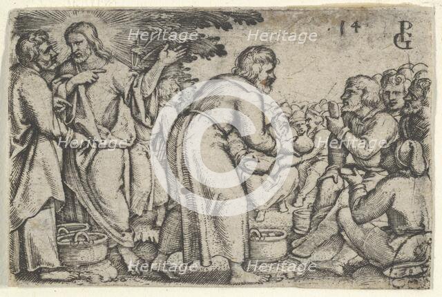 The Miracle of the Loaves and the Fishes, from The Story of Christ, 1534-35. Creator: Georg Pencz.
