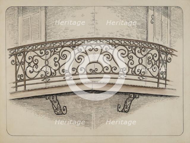 Wrought Iron Balcony, c. 1936. Creator: Al Curry.