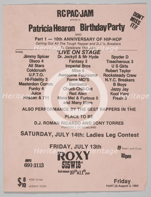 Flier for “Patricia Hearon Birthday Party" designed by Van Silk, July 13 1984. Creator: Unknown.