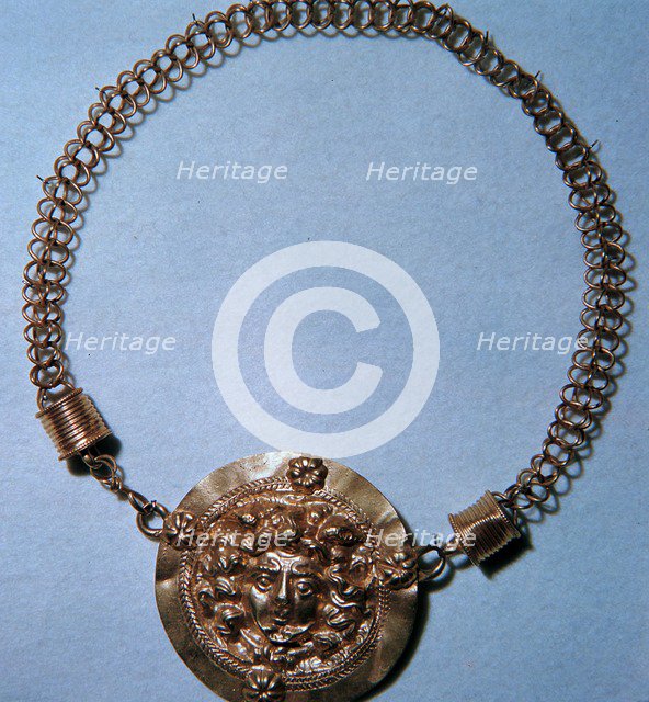 Roman gold pendant of a Gorgon's head, 2nd century. Artist: Unknown