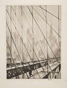 Looking Through Brooklyn Bridge, pub. 1921. Creator: Christopher Richard Wynne Nevinson (1889 – 1946) .