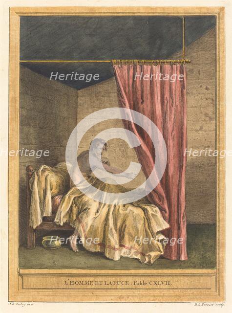 L'homme et la puce (The Man with Fleas), published 1756. Creator: Benoit-Louis Prevost.