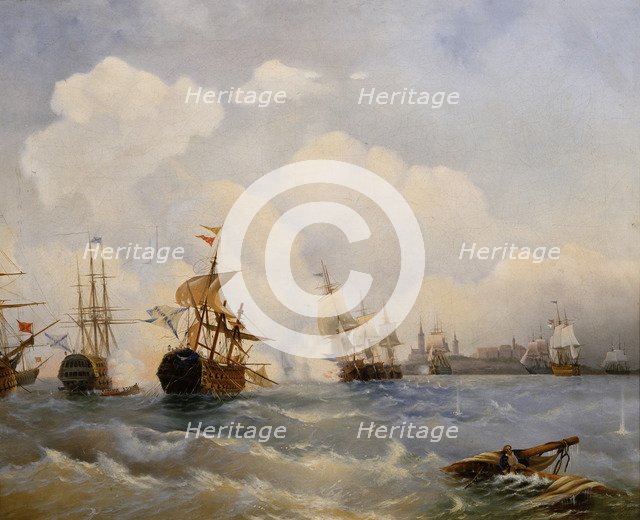The naval Battle of Reval on 13 May 1790, 1860s. Artist: Bogolyubov, Alexei Petrovich (1824-1896)