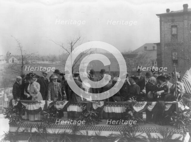 Andrew Carnegie at the 25th anniversary of the Tuskegee Institute, 1906. Creator: Frances Benjamin Johnston.