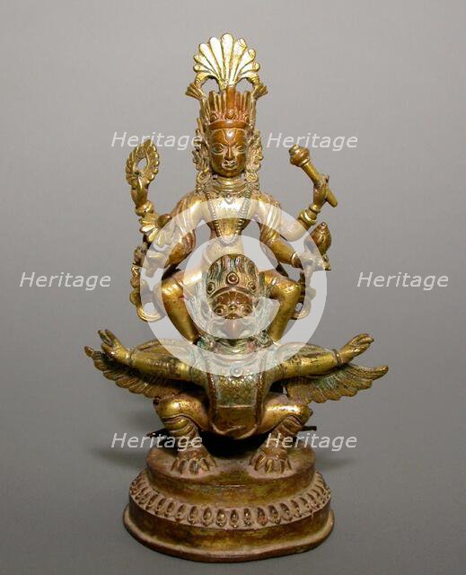 God Vishnu Astride His Mount, Garuda, 17th/18th century. Creator: Unknown.