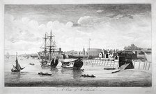 View of boats on the River Thames near Woolwich, Kent, 1750. Artist: John Boydell