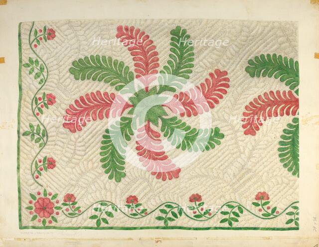 Quilt Applique Pattern, c. 1939. Creator: Maud M Holme.