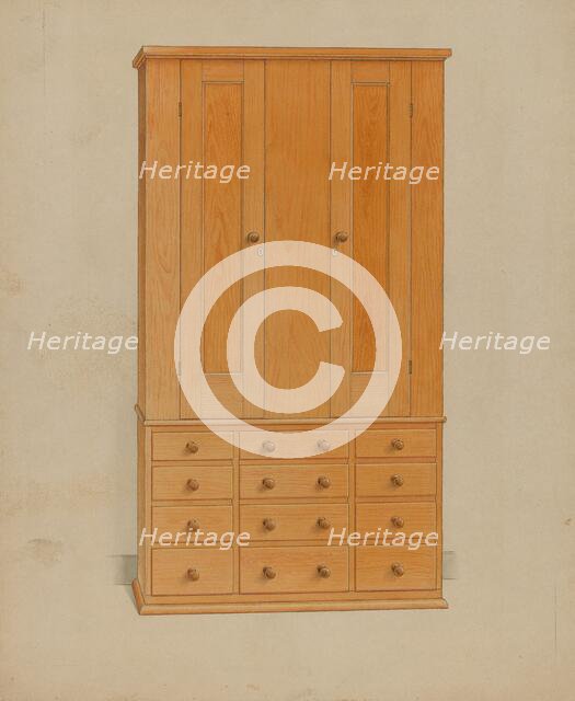 Shaker Cabinet with Drawers, c. 1936. Creator: Alfred H. Smith.