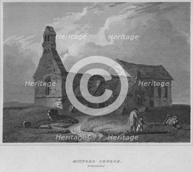 'Mitford Church, Northumberland', 1814. Artist: John Greig.