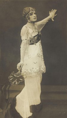 A French prisoner of war acting in an internment camp in Dülmen, performing in drag...(1915-1918?). Creator: Unknown.