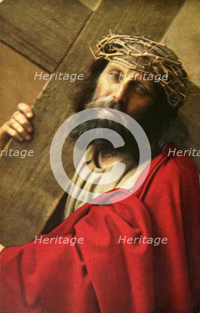 Jesus carrying the cross, 1922. Creator: Henry Traut.
