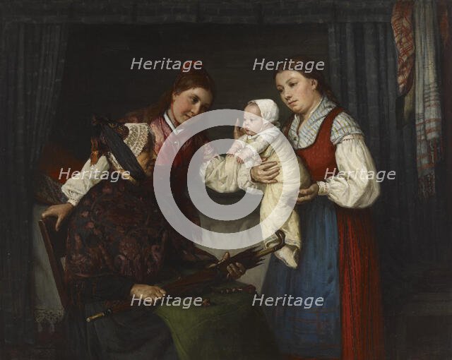 Presenting the Baby, 1875. Creator: Adolf von Becker.