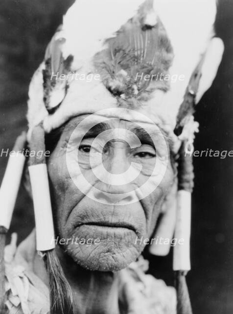 A Klamath head-dress, c1923. Creator: Edward Sheriff Curtis.