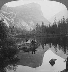 View of Mirror Lake, looking towards Mount Watkins, Yosemite, California, USA, 1902. Artist: Underwood & Underwood