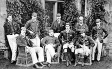 The Oxford and Cambridge Universities’ Boat-Race - the Oxford crew, 1890. Creators: Russell & Sons, George Meisenbach.