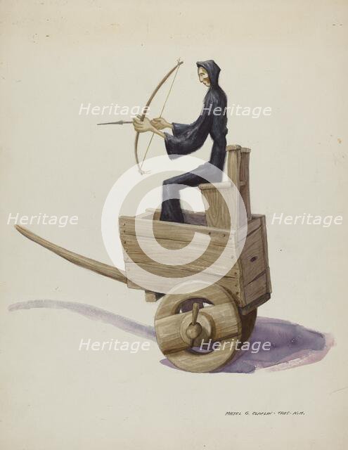 El Muerto Death Figure and Cart, c. 1937. Creator: Majel G. Claflin.