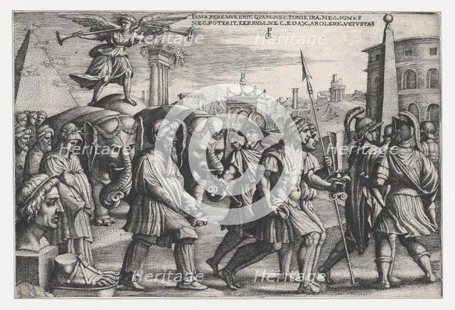 The Triumph of Fame on Chastity, from The Triumphs of Petrarch. Creator: Georg Pencz.