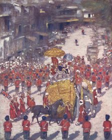 'Lord and Lady Curzon entering Delhi', 1903. Artist: Mortimer L Menpes.