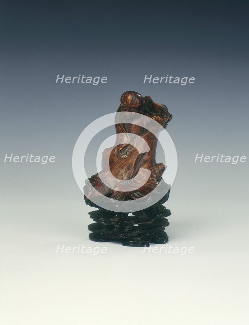 Wood figure of a luohan wrapped in a tree, late Ming dynasty, China, 1600-1644. Artist: Unknown