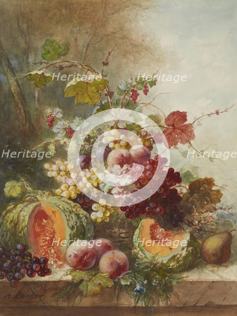 Still Life with Melons, 1865. Creator: Alexandre Couder.