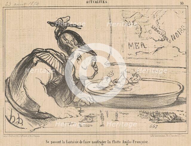 Se passant la fantaisie de faire naufrager la flotte Anglo-Française..., 19th century. Creator: Honore Daumier.