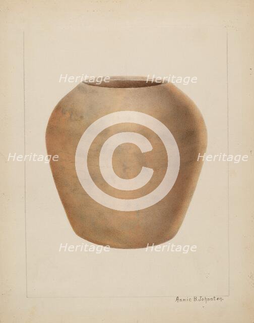 Stoneware Flower Pot, c. 1937. Creator: Annie B Johnston.