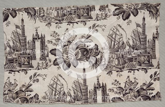 Fragment of Woodblock Printed Cotton, 1770. Creator: Unknown.