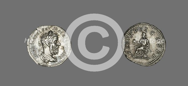 Denarius (Coin) Portraying Macrinus, 217 (December). Creator: Unknown.