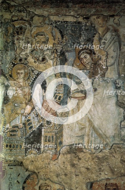 The Annunciation (Fresco in Santa Maria Antiqua), 565-578. Artist: Byzantine Master  