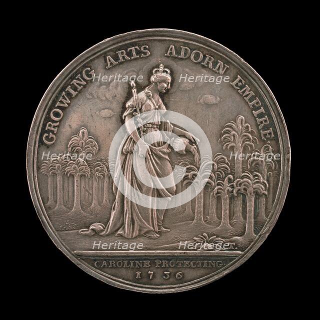 Queen Caroline Watering a Young Palm Tree Grove [reverse], 1736. Creator: John Sigismund Tanner.