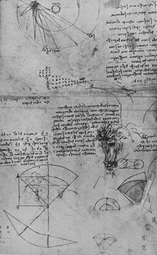'Notes on Astronomy and Study of a Horse's Head', c1480 (1945). Artist: Leonardo da Vinci.