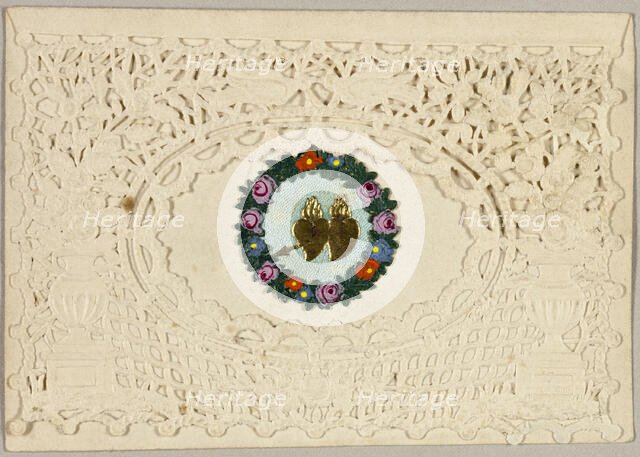 Untitled Valentine (Hearts on Fire), c. 1840. Creator: George Meek.