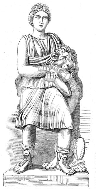 The Cyrene Marbles in the British Museum: the nymph Cyrene strangling a lion, 1861. Creator: Unknown.