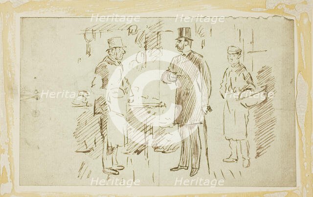 Gent in Tall Hat Addressing Butcher, n.d. Creator: Charles Samuel Keene.