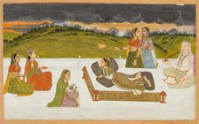 A princess reclining on a terrace with attendants, c. 1730-1740. Creator: Unknown.