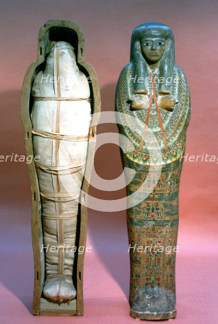 Mummy and Coffin, Egyptian, 21st Dynasty. Artist: Unknown