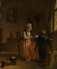 A Woman and a Boy at a Table, c1783-1803. Creator: Georg Karl Urlaub.