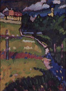 The Church in Murnau. Study, 1908-1909. Artist: Kandinsky, Wassily Vasilyevich (1866-1944)
