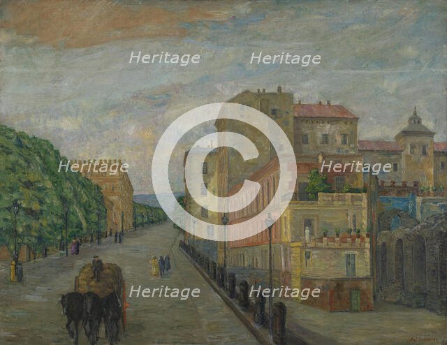 Piazza Carlo III in Naples, probably 1909. Creator: Anders C Svarstad.