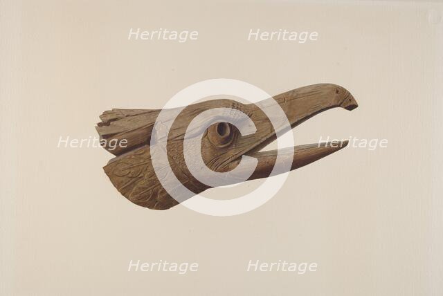 Carved Eagle Head, c. 1937. Creator: Lucille Chabot.