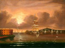 Threatening Sky, Bay of New York, mid 19th century. Creator: Thomas Chambers.