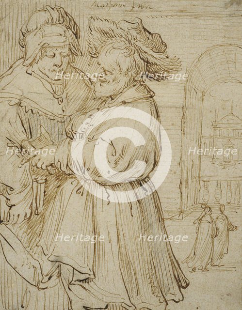 A Man and a Woman Conversing, 1612. Creator: Jacob Matham.