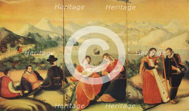 'Portion of a Japanese Folding Screen of the Keicho Period', c1600, (1936). Artist: Unknown.