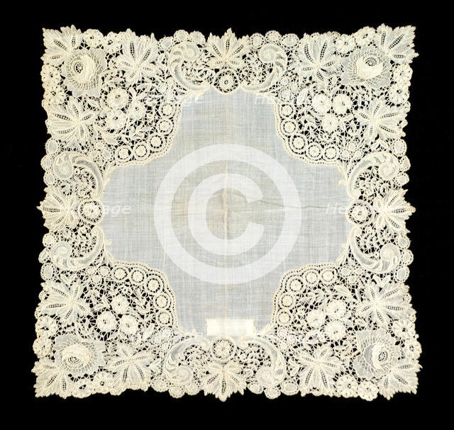 Wedding handkerchief, Belgian, 1886. Creator: Unknown.