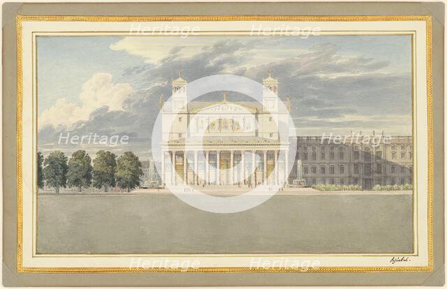 The Façade and Surroundings of a Cathedral for Berlin, 1827. Creator: Karl Friedrich Schinkel.