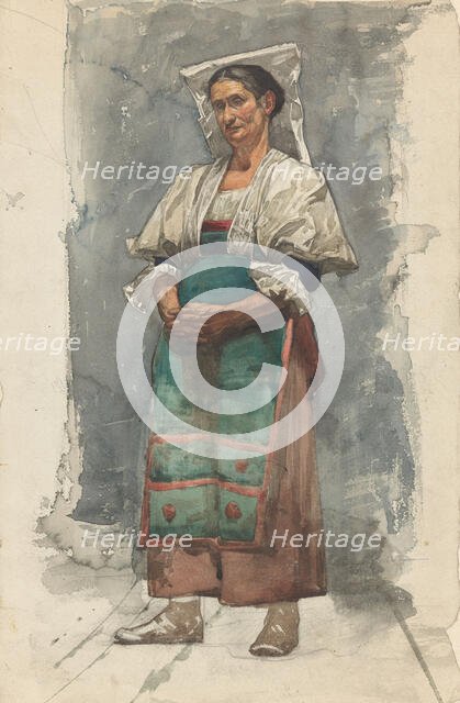 Standing woman in traditional costume, 1870-1923. Creator: Willem Witsen.