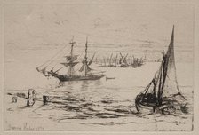 A Brig at Anchor, 1879. Creator: Francis Seymour Haden (British, 1818-1910).